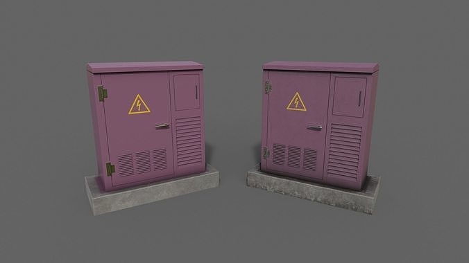 PBR Electric Box Magenta Low-poly 3D model