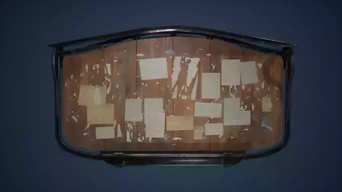 Billboard Game Ready room with lot of papers on wall