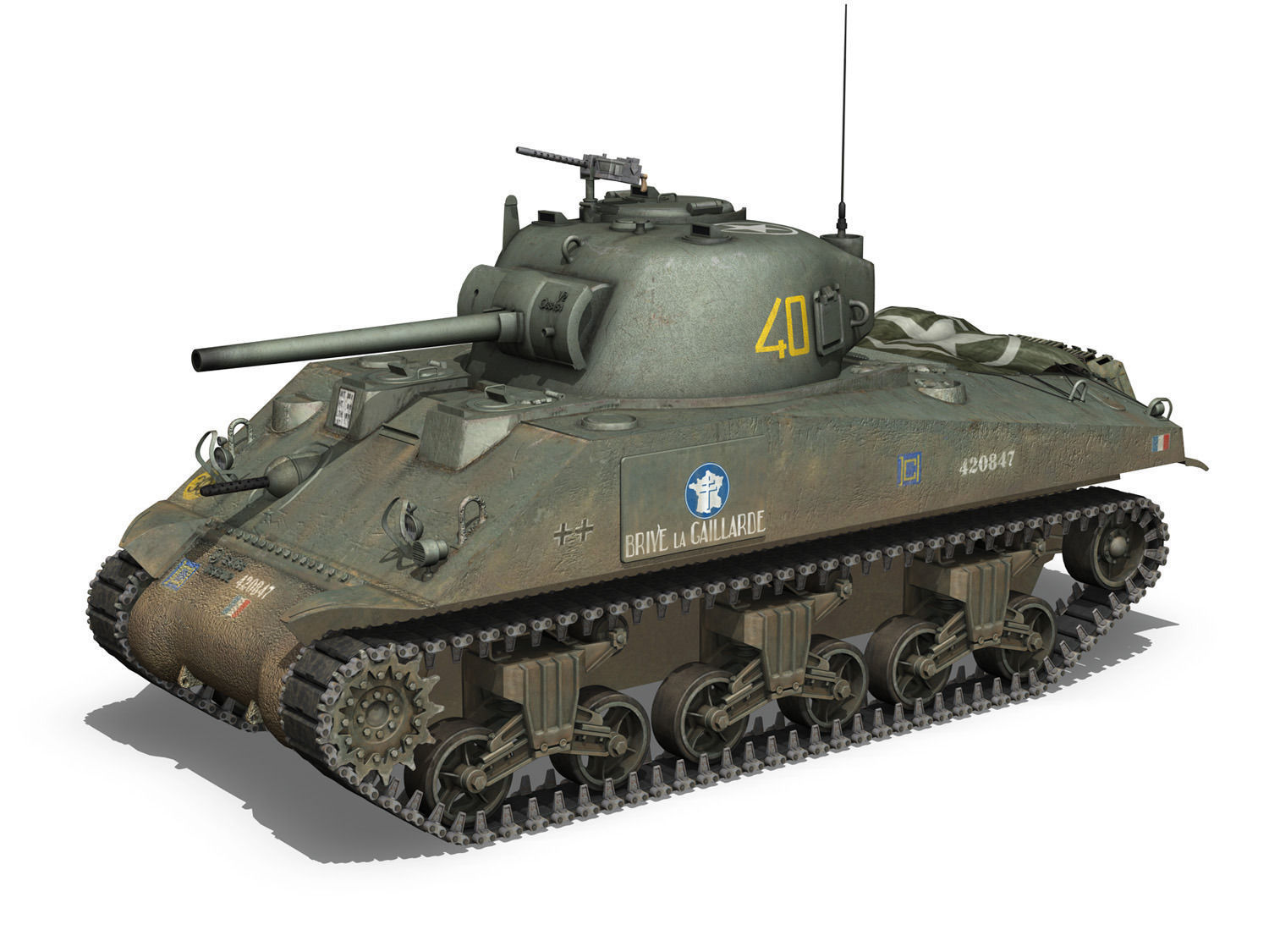 M4A2 Sherman - Brive la Gaillarde 3D model_1