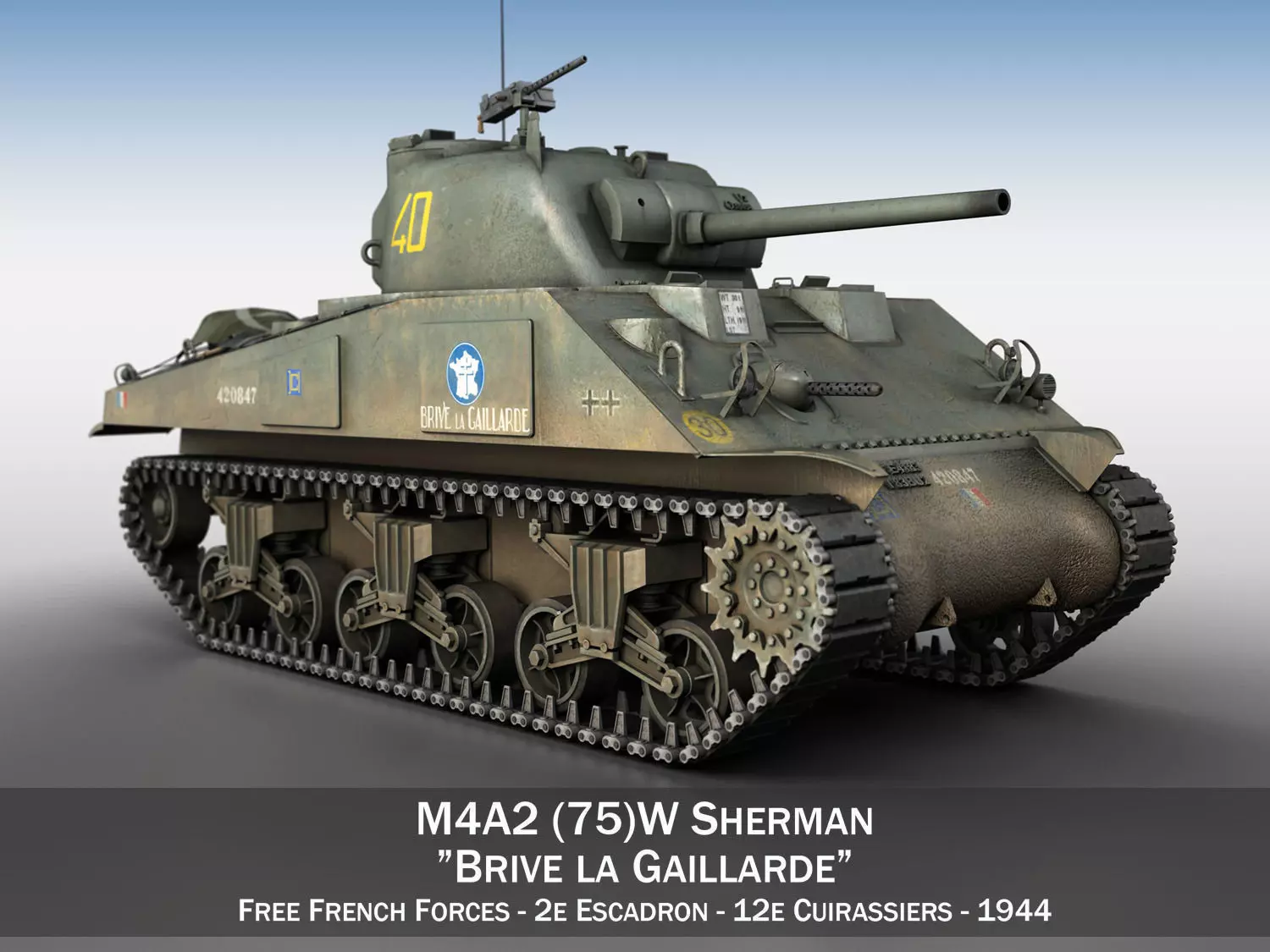 M4A2 Sherman - Brive la Gaillarde 3D model_0