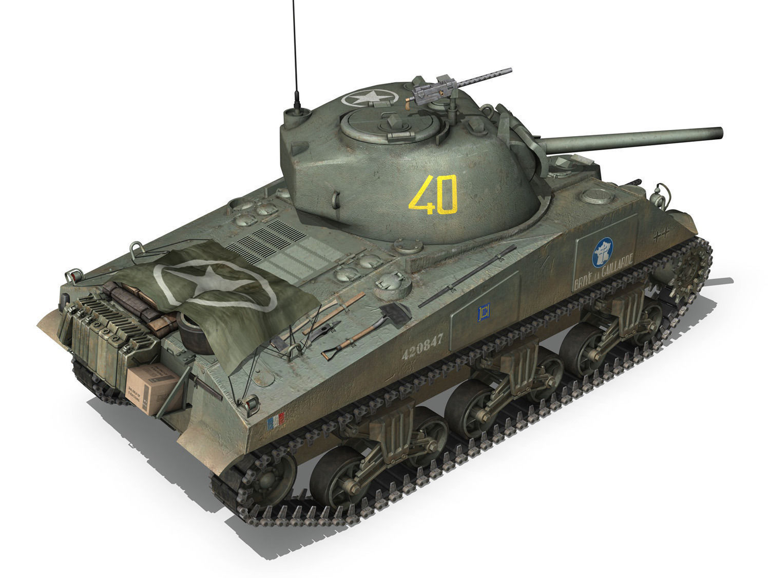 M4A2 Sherman - Brive la Gaillarde 3D model_5