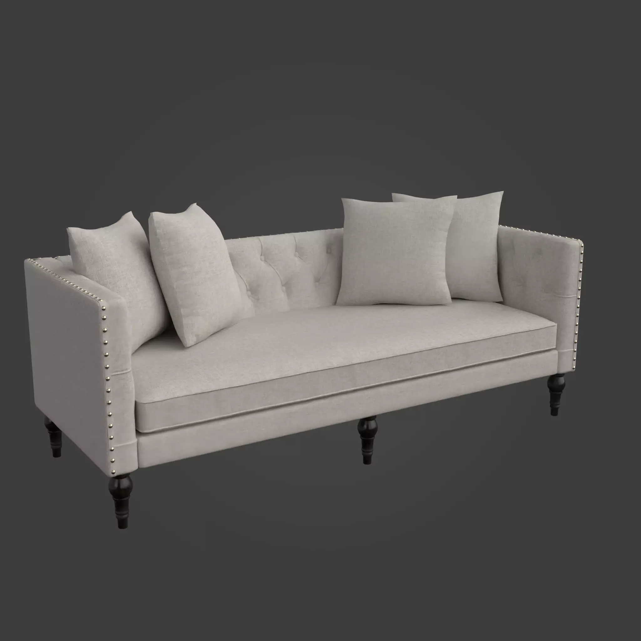 3D Sofa-03 sofa with studded legs Low-poly 3D model_0