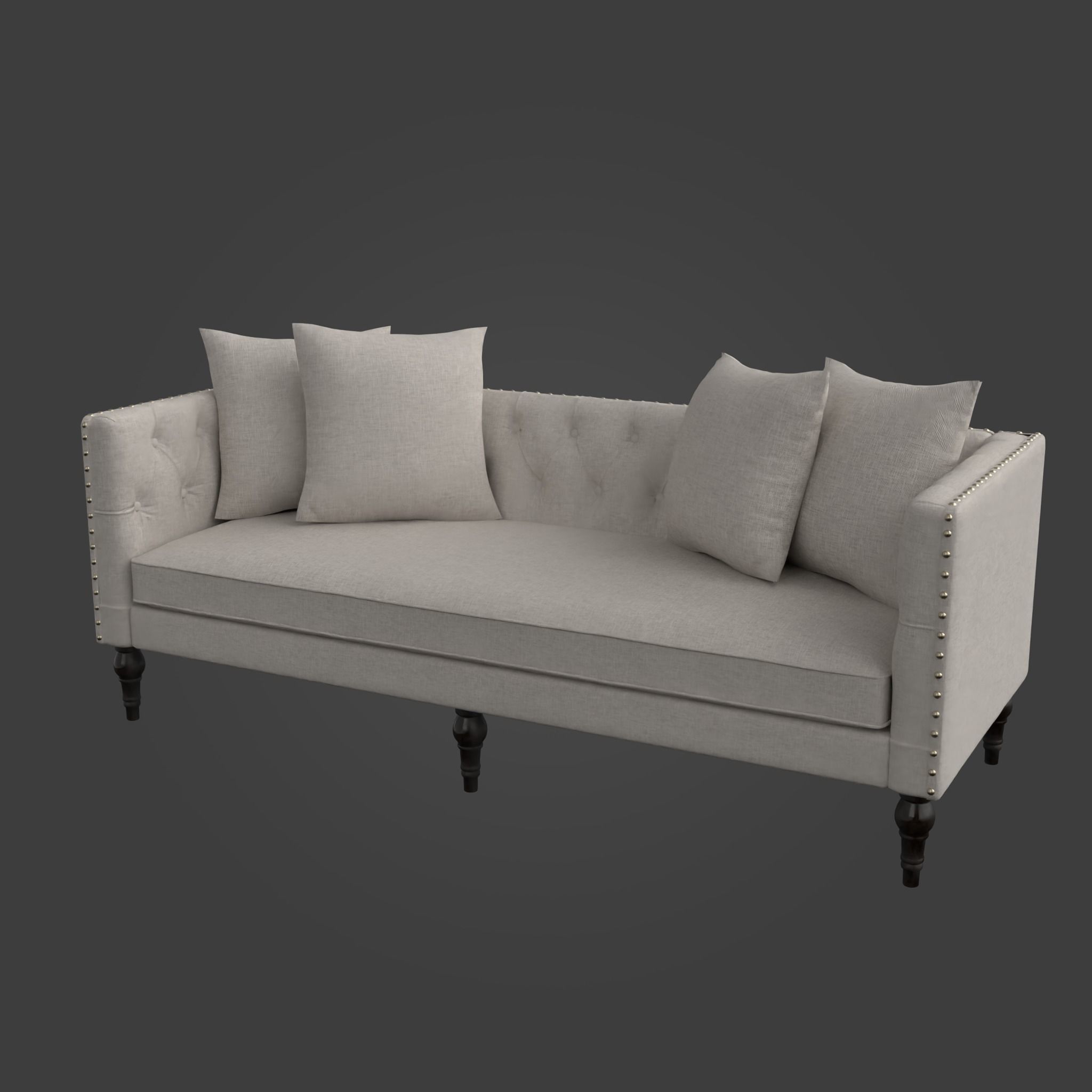 3D Sofa-03 sofa with studded legs Low-poly 3D model_7