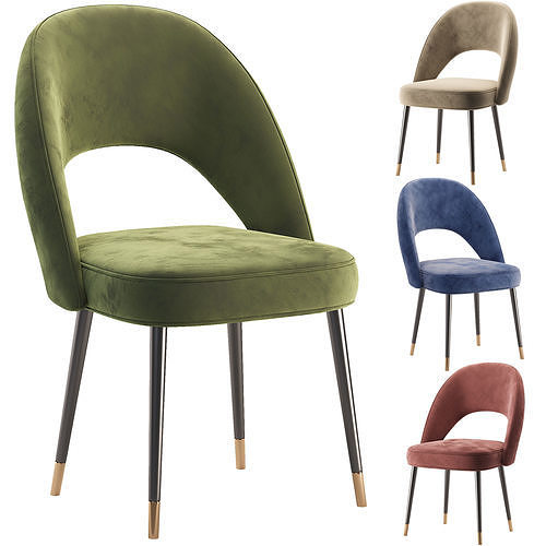 Armchair velvet dining chair Low-poly 3D model