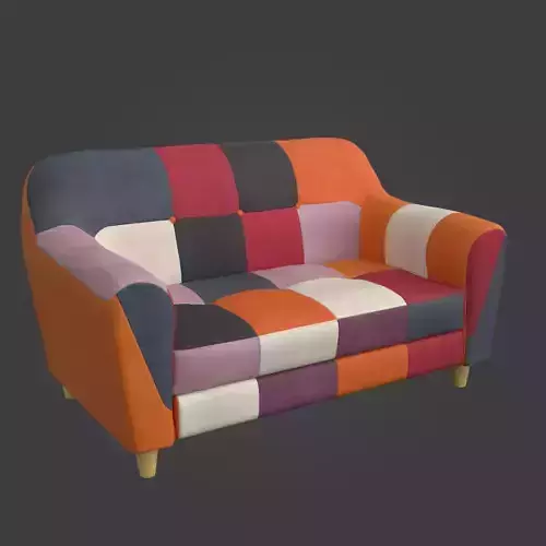3D Sofa-04 orange and multicolored sofa