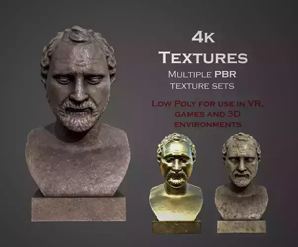 Bust of  Demosthenes Low-poly 3D model