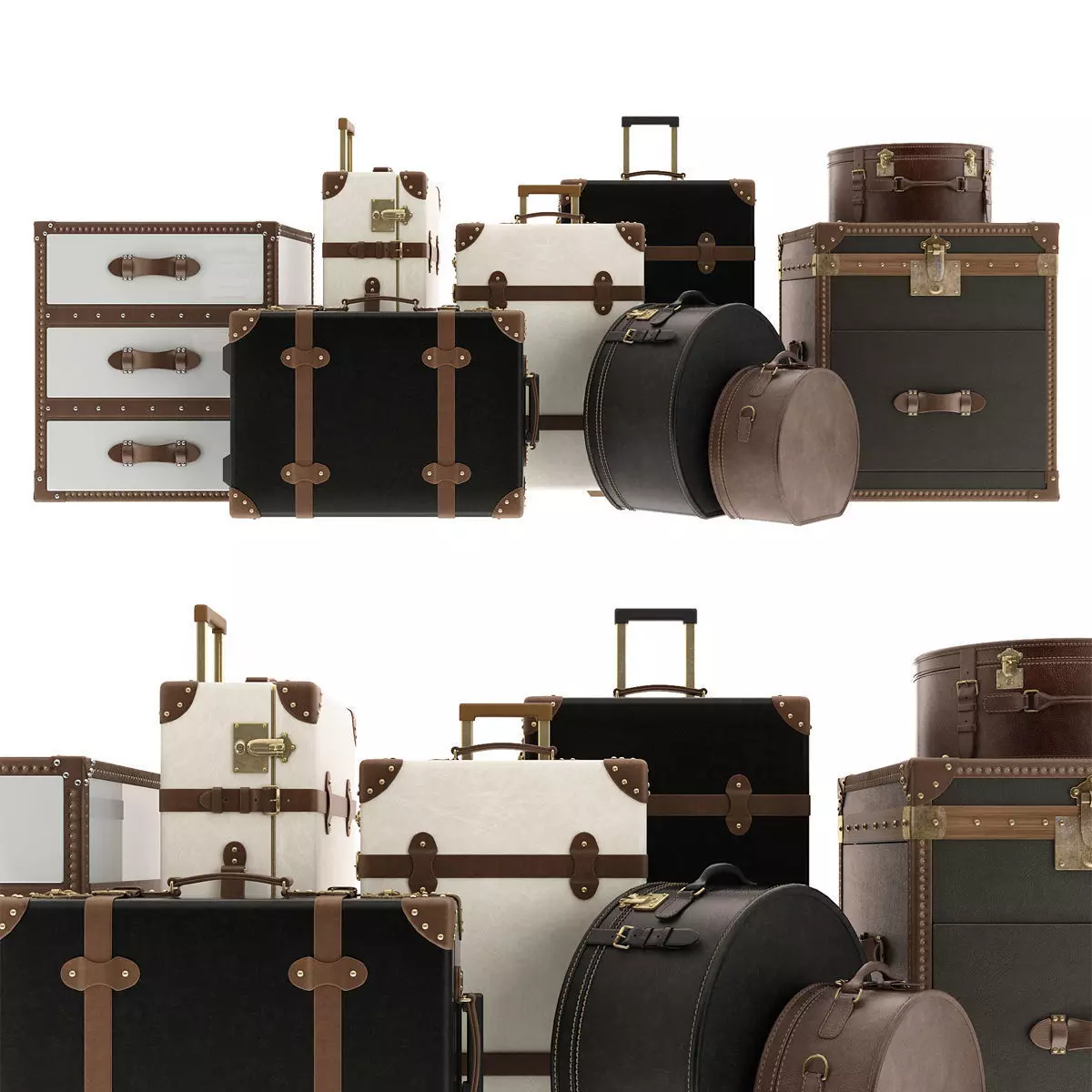 Suitcases Collection vintage 3D model_0