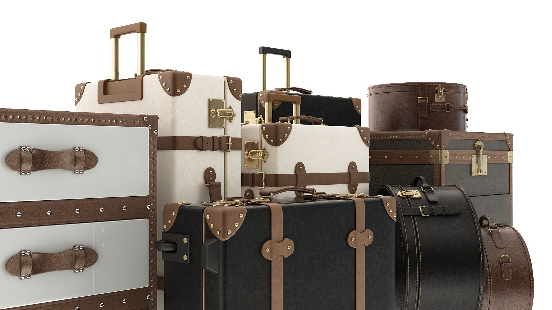 Suitcases Collection vintage 3D model_4