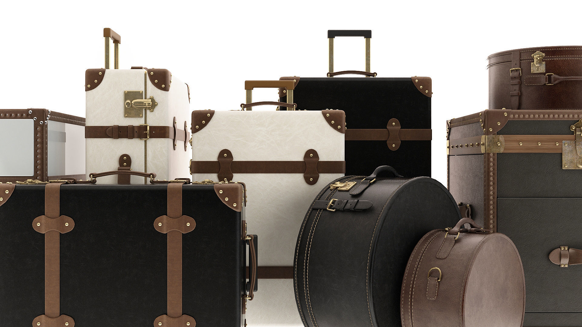 Suitcases Collection vintage 3D model_6