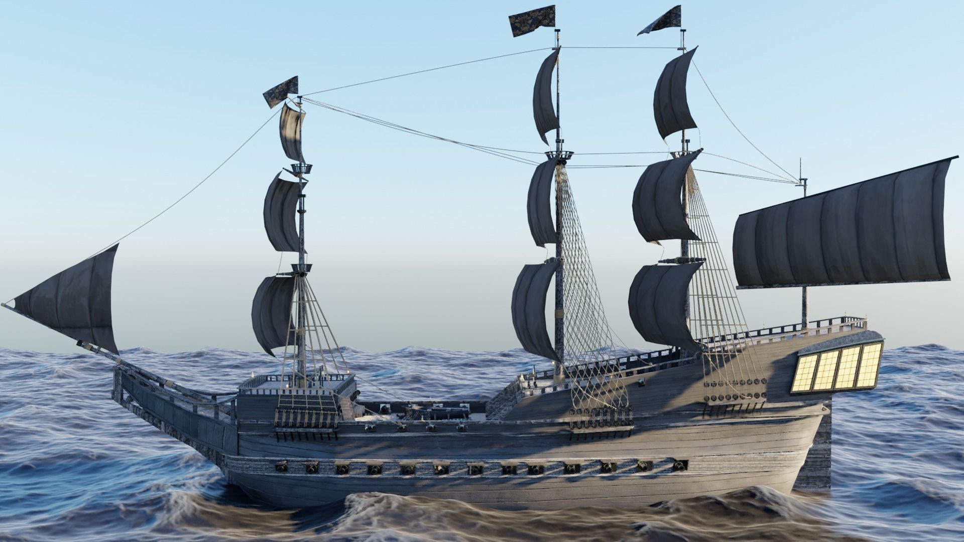 Pirates of the Caribbean game ship model 3D model 3D model_4