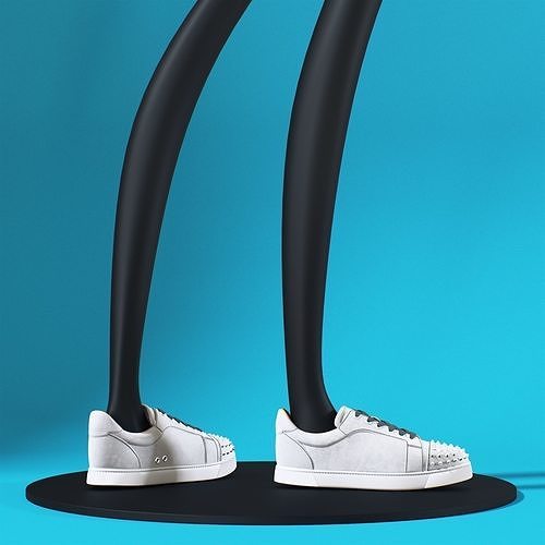 Louboutin Gray Suede Spiked Sneakers 3D model