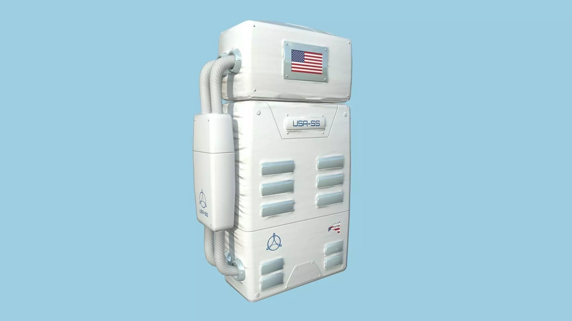 Astronaut Backpack 01 - USA - Character Design Fashion Low-poly 3D model_0