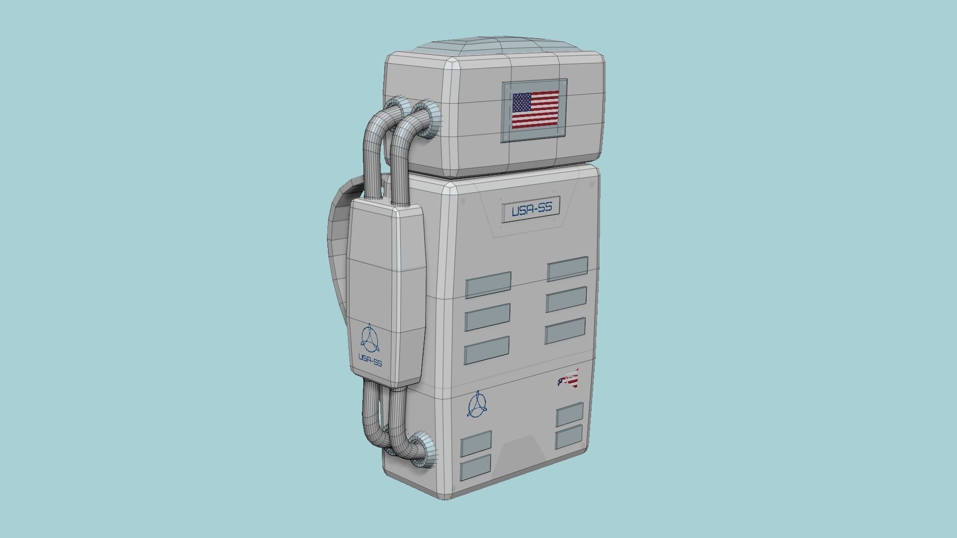 Astronaut Backpack 01 - USA - Character Design Fashion Low-poly 3D model_6