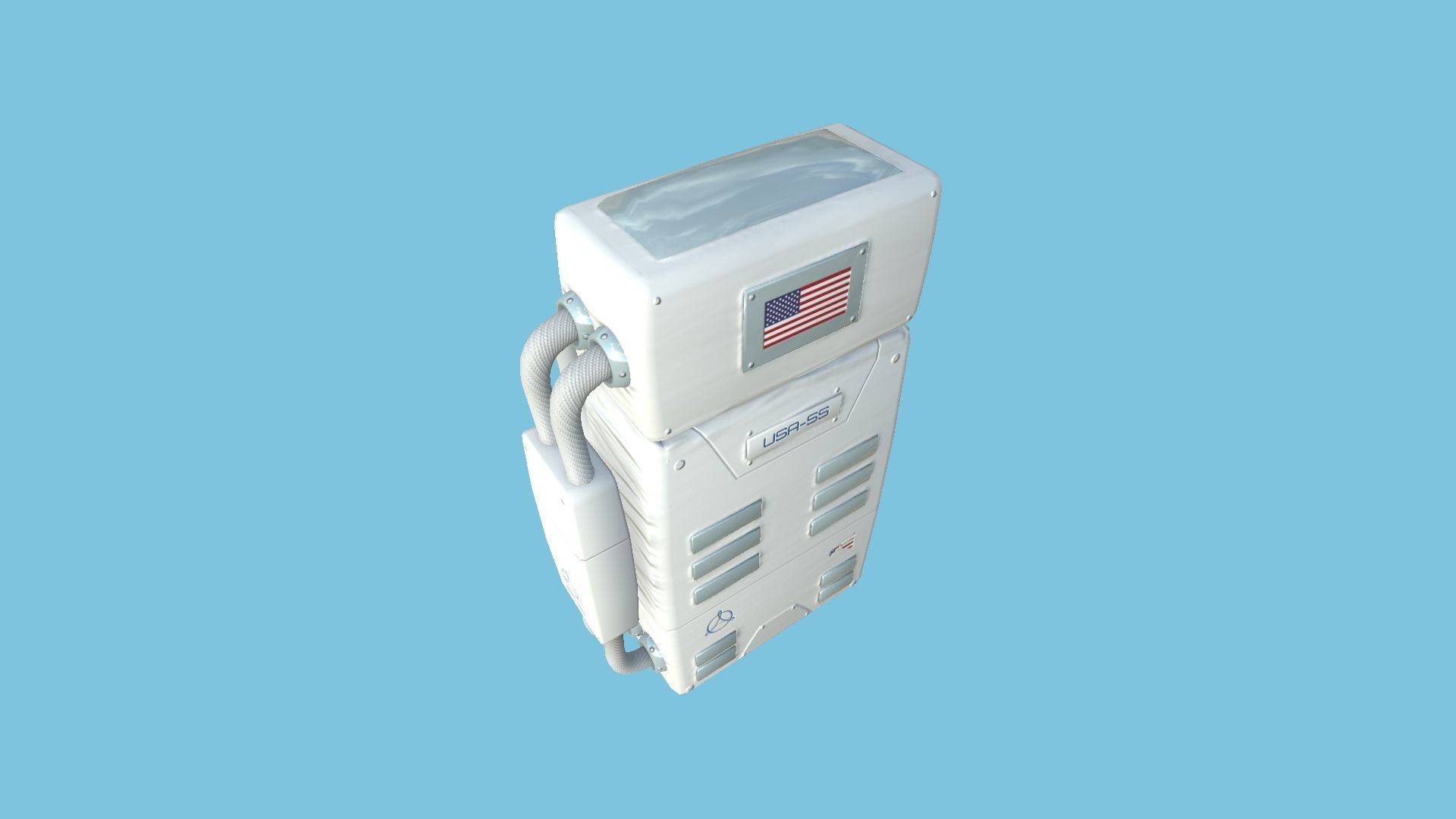 Astronaut Backpack 01 - USA - Character Design Fashion Low-poly 3D model_4