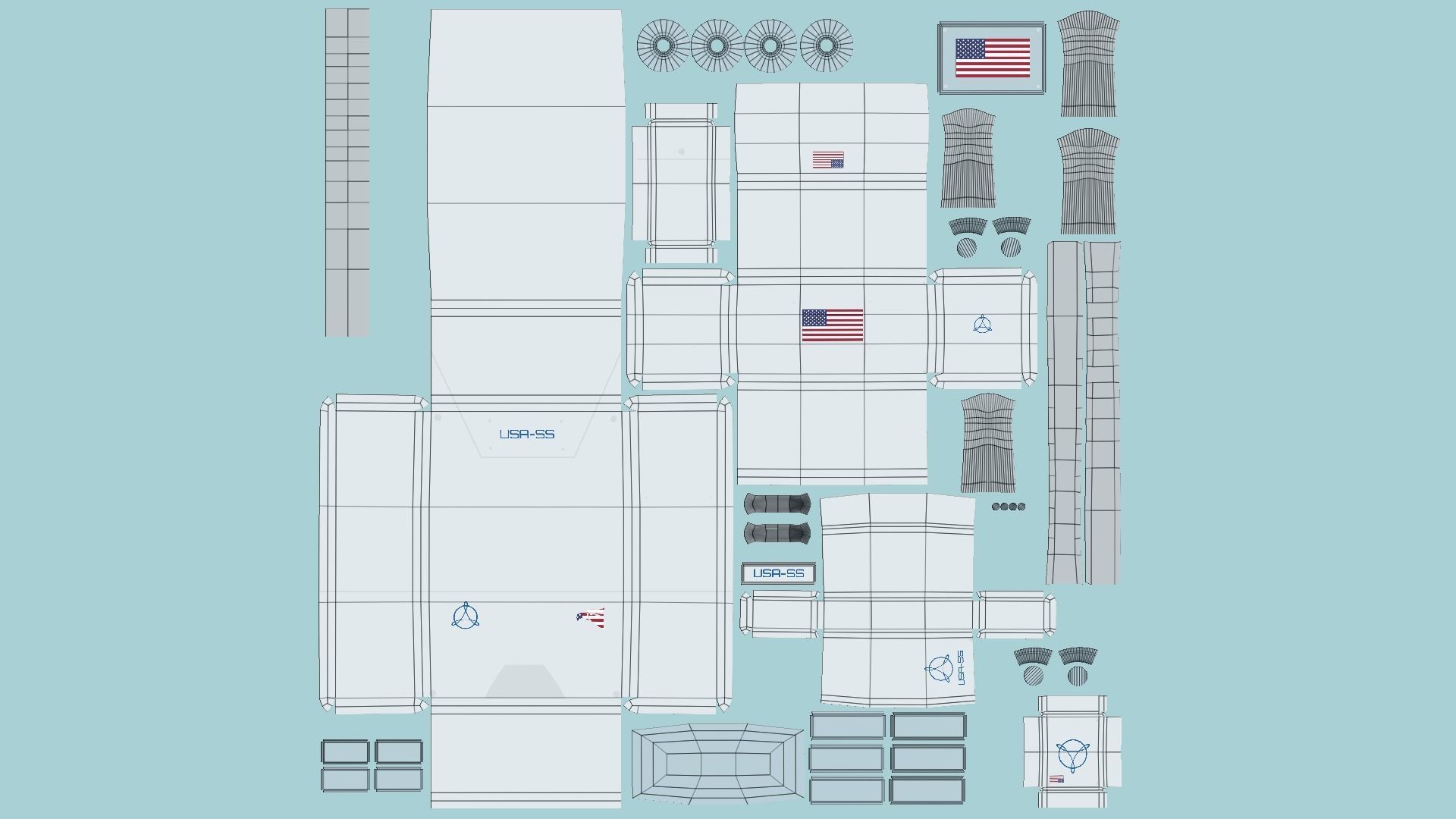 Astronaut Backpack 01 - USA - Character Design Fashion Low-poly 3D model_5