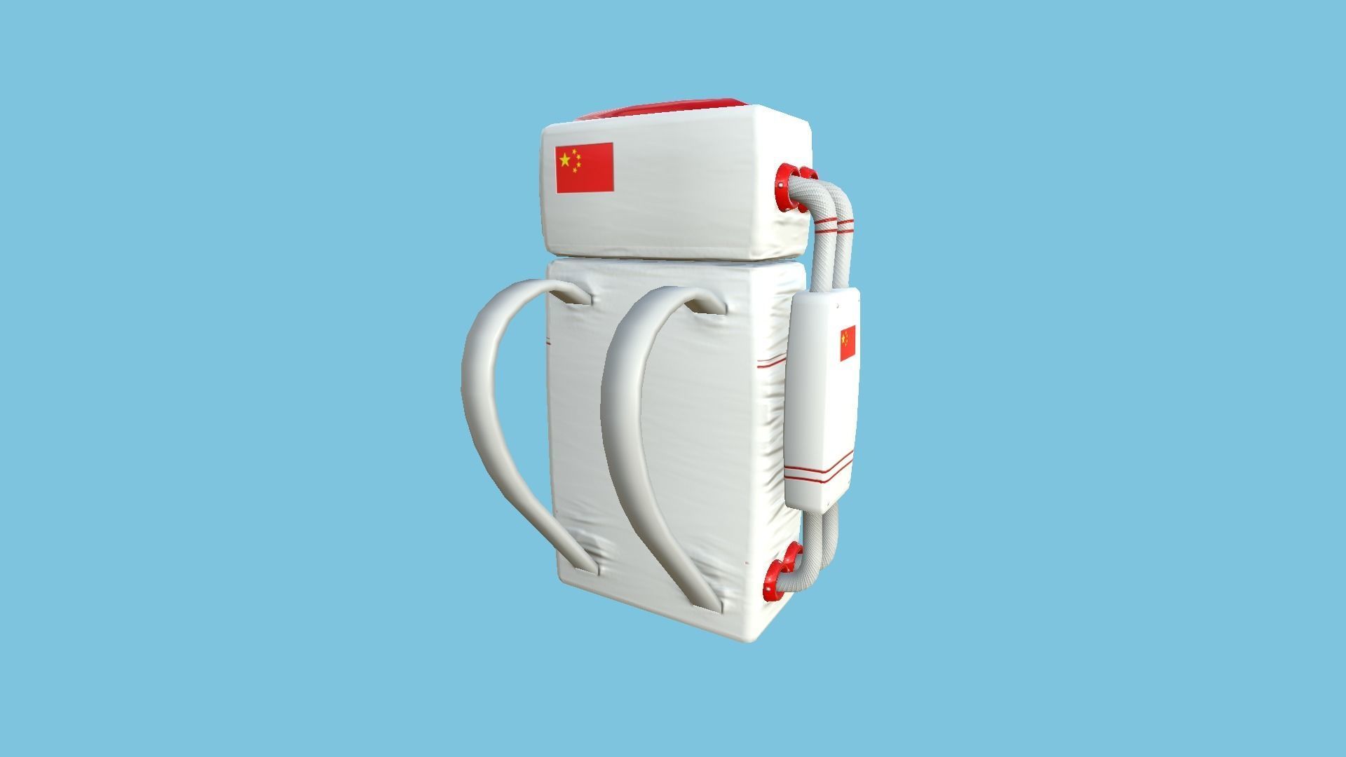 Astronaut Backpack 02 - China Red - Character Design Fashion Low-poly 3D model_3