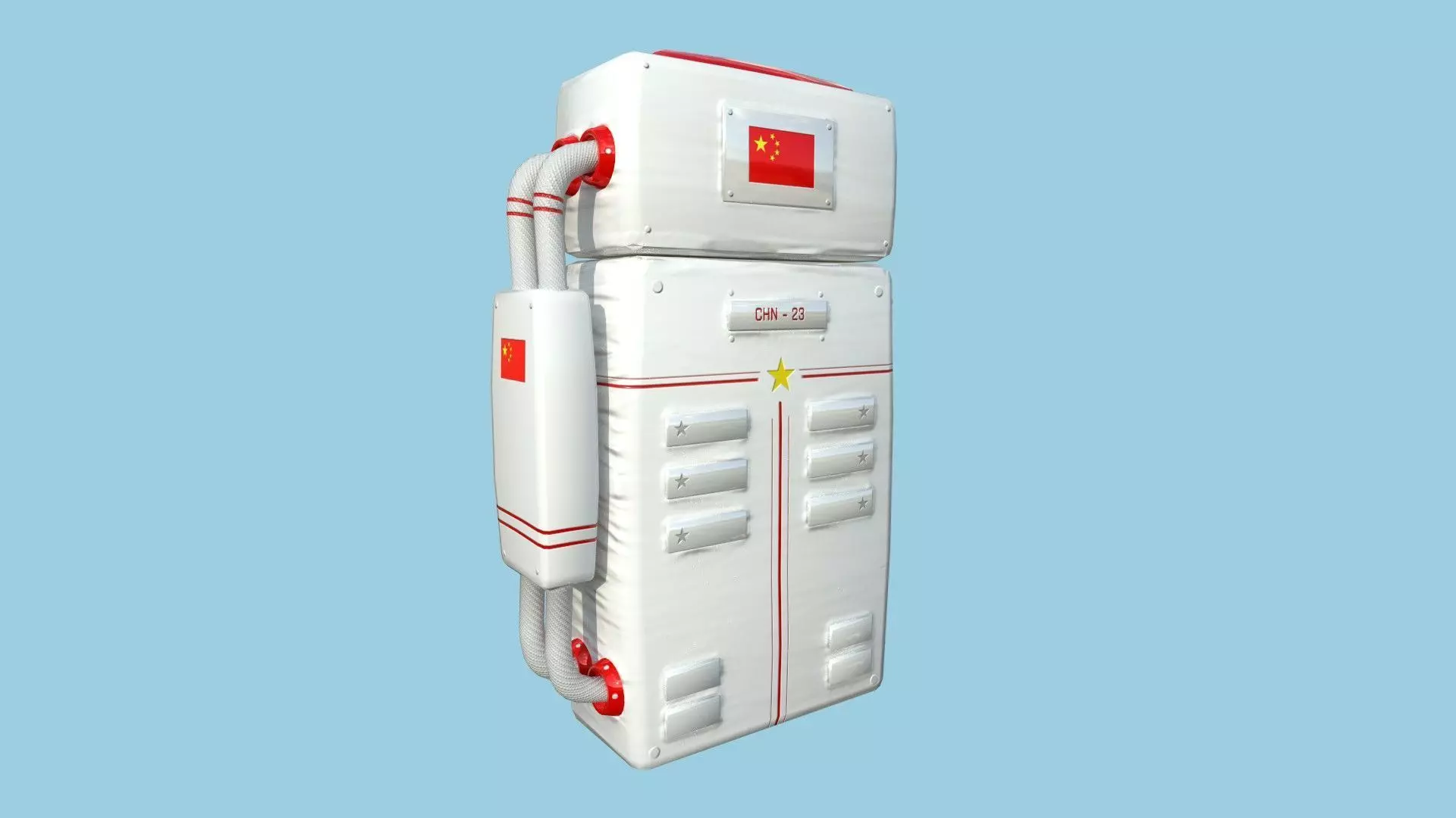 Astronaut Backpack 02 - China Red - Character Design Fashion Low-poly 3D model_0