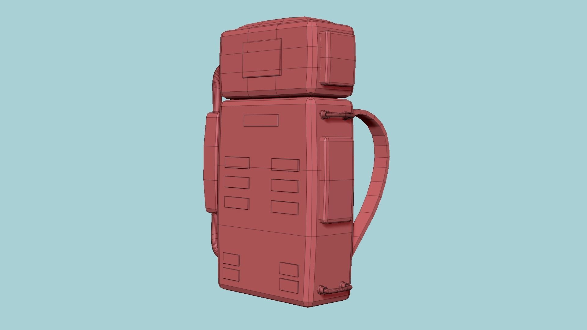 Astronaut Backpack 02 - China Red - Character Design Fashion Low-poly 3D model_7