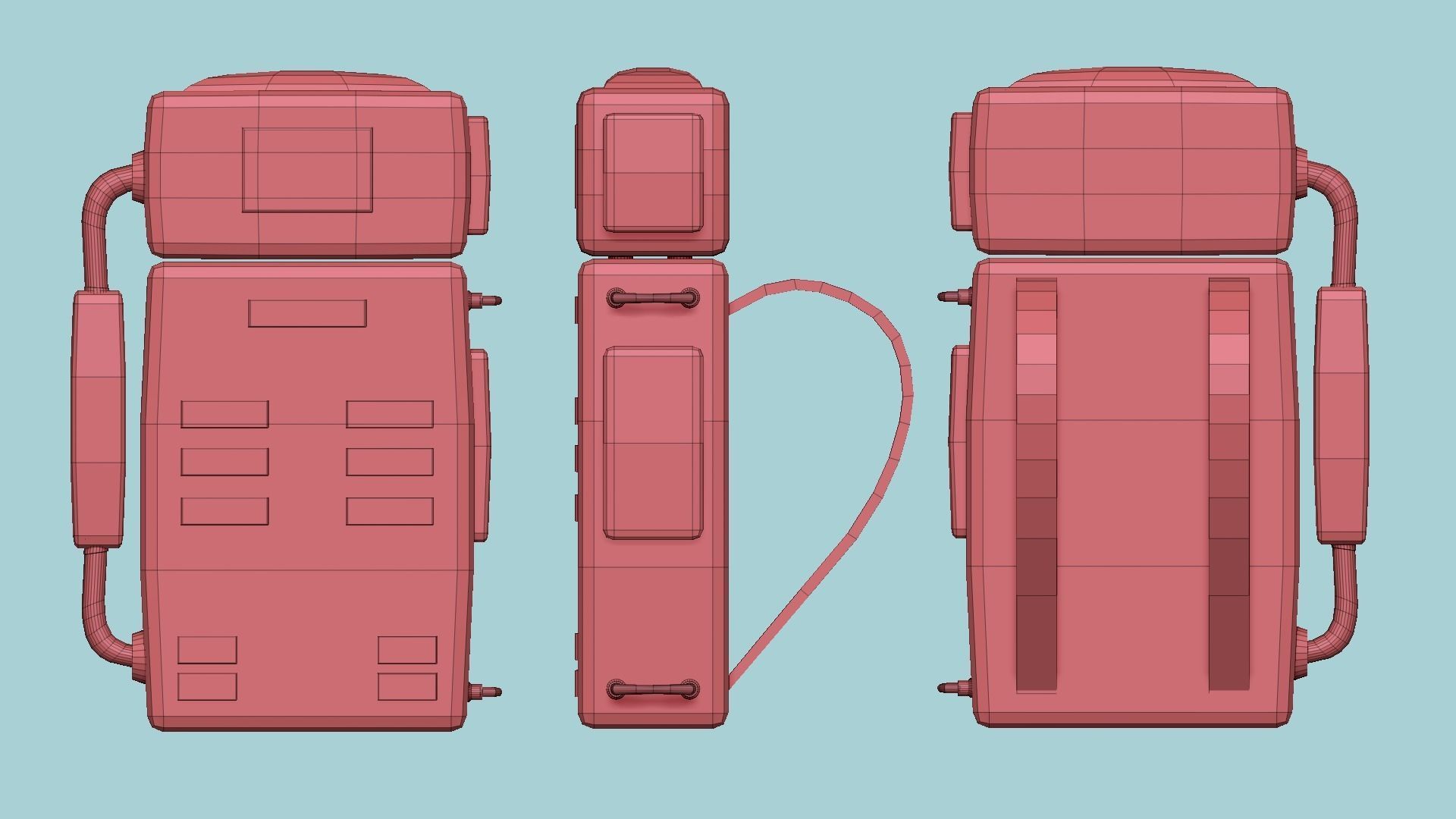 Astronaut Backpack 02 - China Red - Character Design Fashion Low-poly 3D model_8