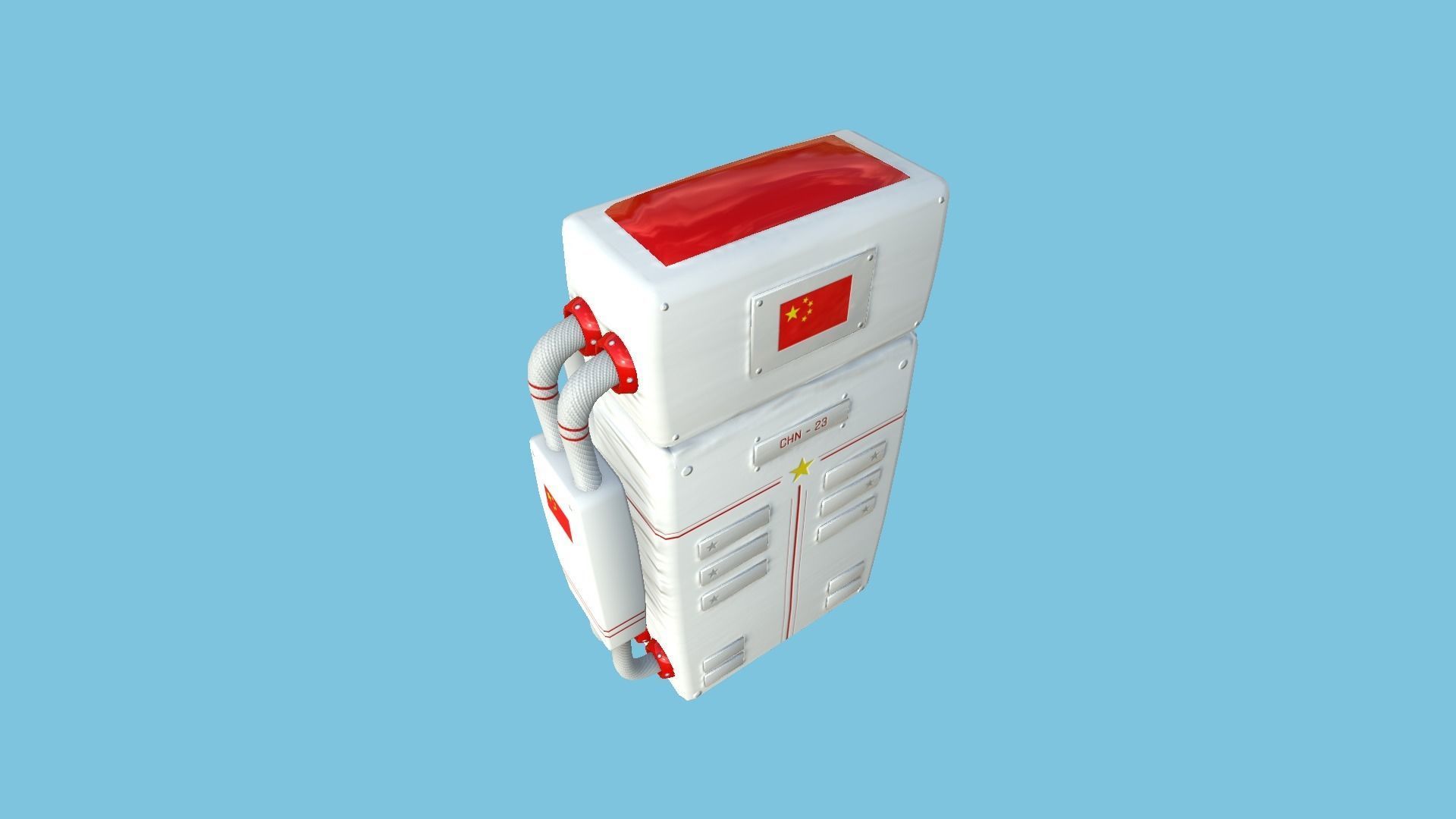 Astronaut Backpack 02 - China Red - Character Design Fashion Low-poly 3D model_4
