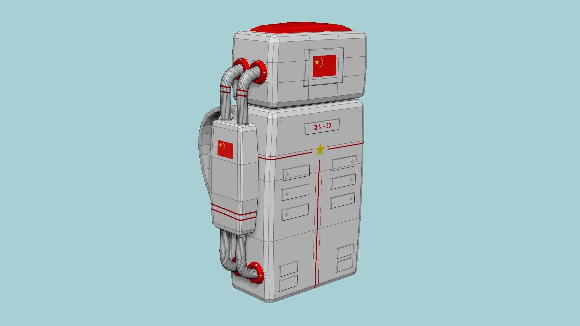 Astronaut Backpack 02 - China Red - Character Design Fashion Low-poly 3D model_5