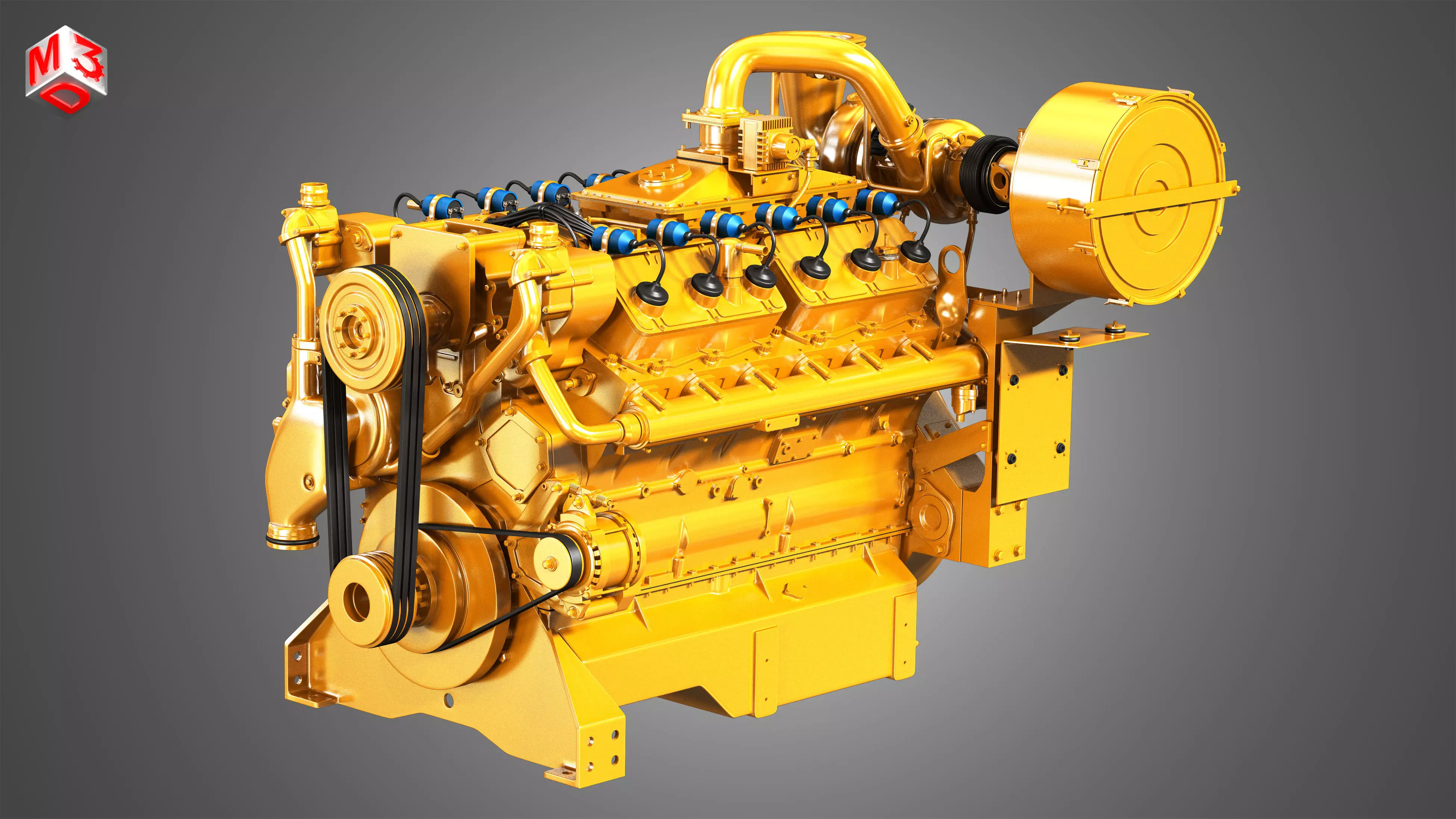 G3412 Engine - V12 Industrial Diesel Engine 3D model