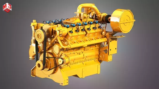  G3412 Engine -  V12 Industrial Diesel Engine 3D model