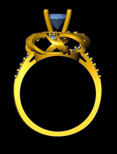 womensRing gold ring with diamonds 3D print model_2
