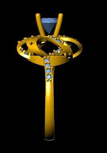 womensRing gold ring with diamonds 3D print model_1