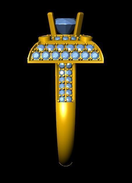 womensRing gold ring with topaz and diamonds 3D print model_1