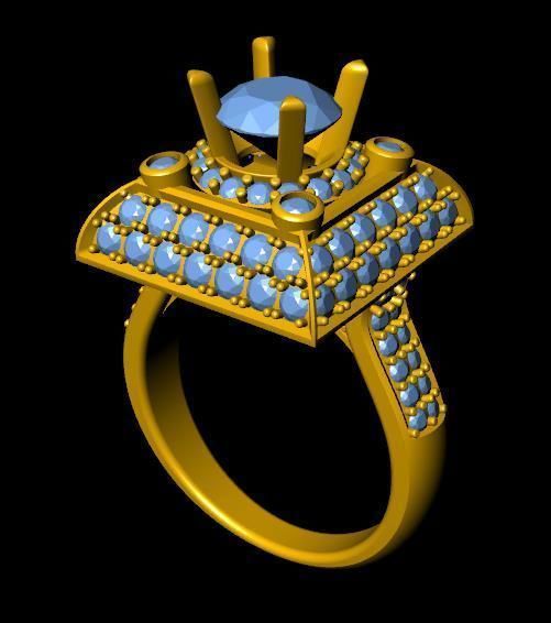 womensRing gold ring with topaz and diamonds 3D print model_3