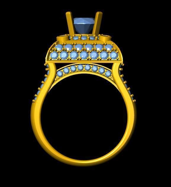 womensRing gold ring with topaz and diamonds 3D print model_2