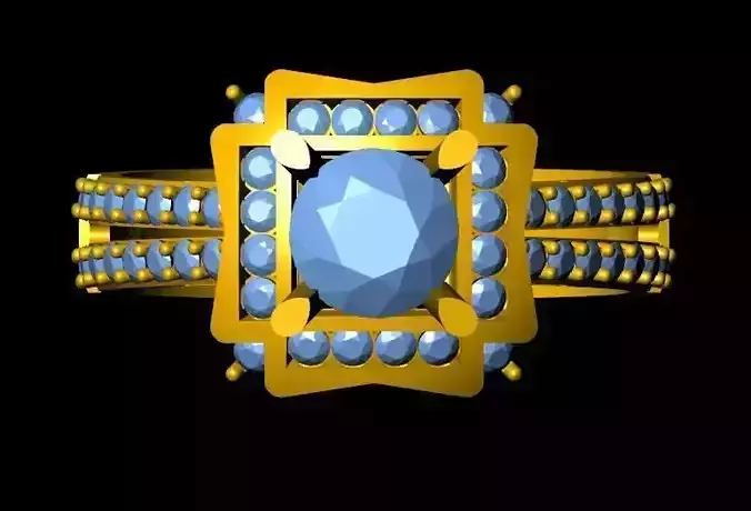 womensRing golden cross with diamonds