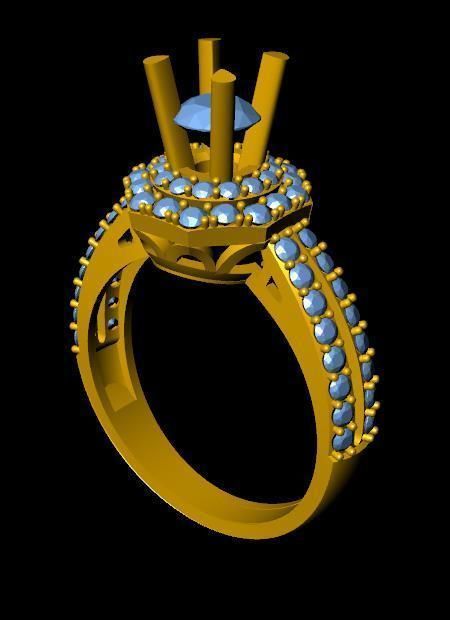 womensRing gold ring with diamonds 3D print model_3