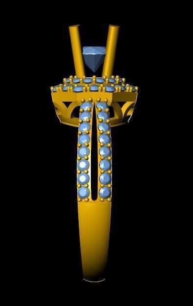 womensRing gold ring with diamonds 3D print model_1