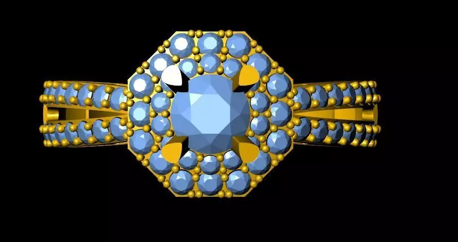 womensRing gold ring with diamonds 3D print model_0