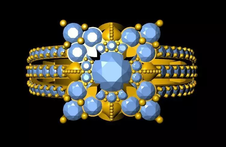 DiamondRing gold ring with stones 3D print model_0