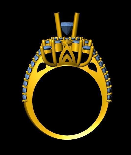 DiamondRing gold ring with stones 3D print model_2