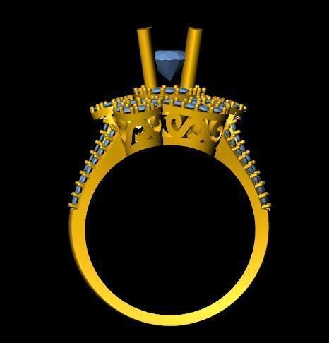 DiamondRing gold ring with diamonds 3D print model_2