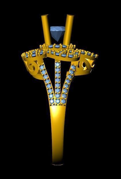 DiamondRing gold ring with diamonds 3D print model_1