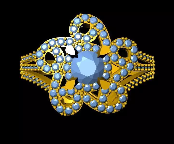 DiamondRing gold ring with diamonds 3D print model_0