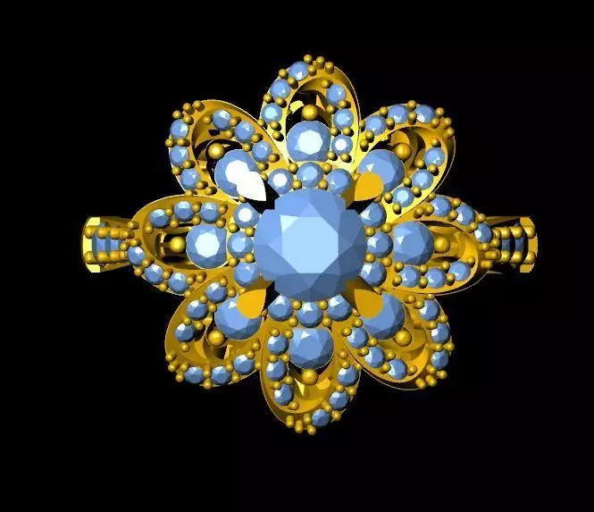 DiamondRing gold ring with diamonds 3D print model_0