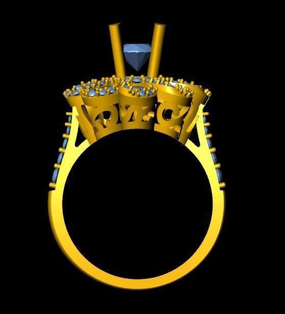 DiamondRing gold ring with diamonds 3D print model_2