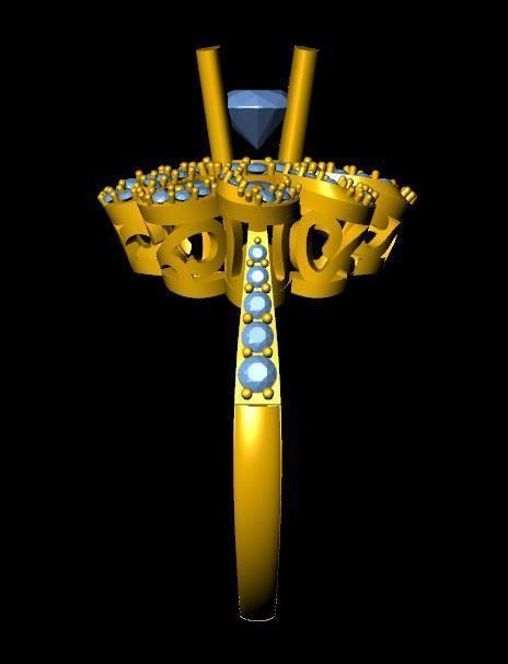 DiamondRing gold ring with diamonds 3D print model_1