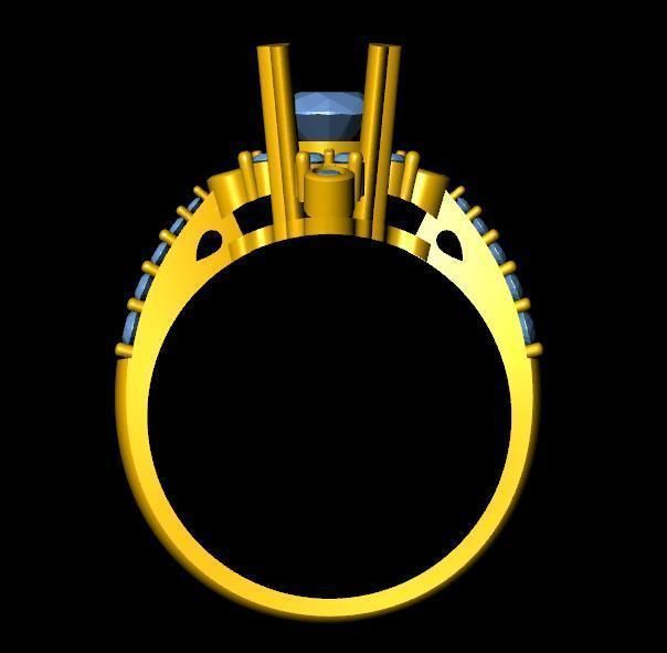 DiamondRing gold ring with stones 3D print model_2