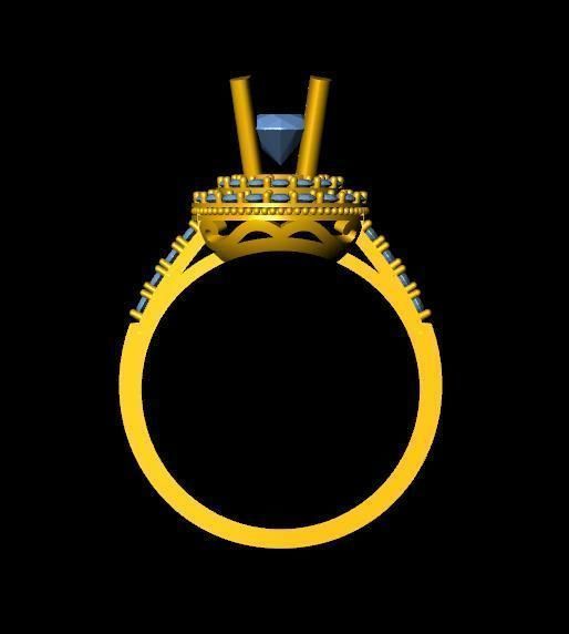 DiamondRing gold ring with sapphires 3D print model_2