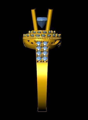 DiamondRing gold ring with sapphires 3D print model_1