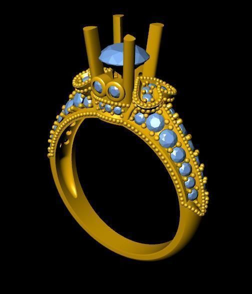 DiamondRing gold tube with in it 3D print model_3