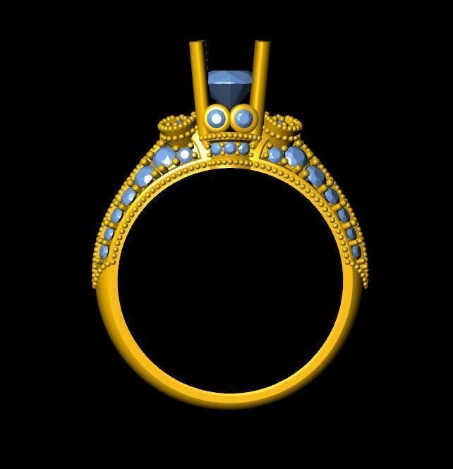 DiamondRing gold tube with in it 3D print model_2