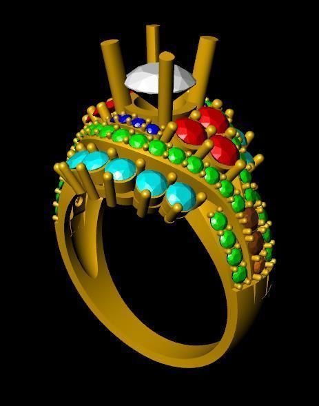 DiamondRing gold and diamond ring 3D print model_3